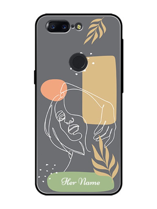 Custom OnePlus 5T Custom Glass Phone Case - Gazing Woman line art Design