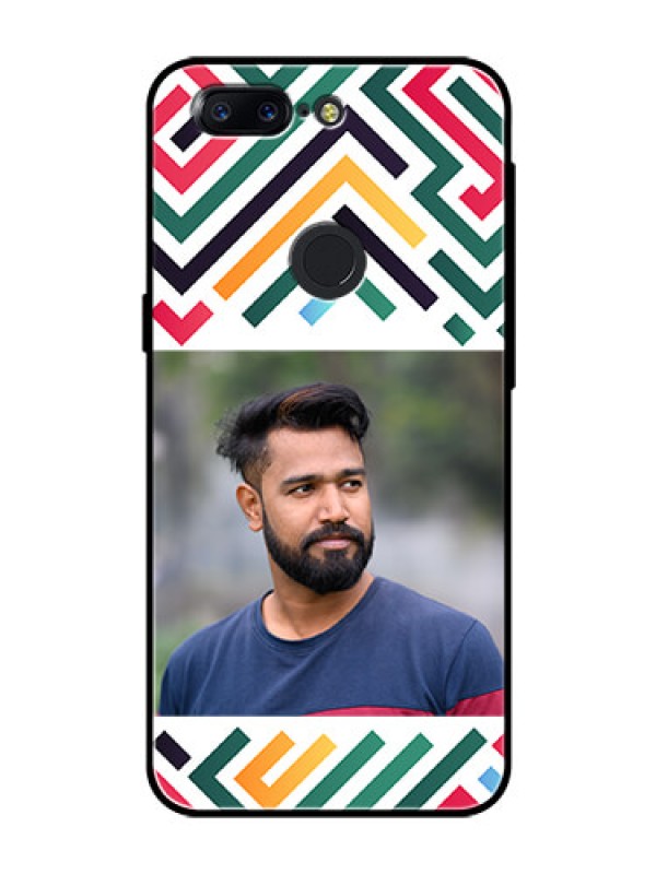 Custom OnePlus 5T Personalized Glass Phone Case - Colorful Maze Pattern Design