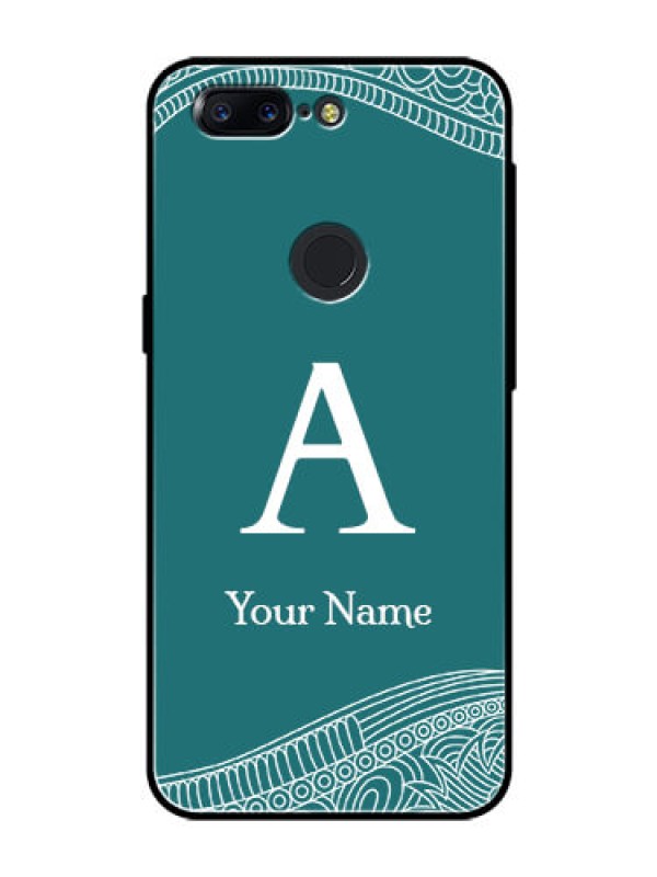 Custom OnePlus 5T Personalized Glass Phone Case - line art pattern with custom name Design