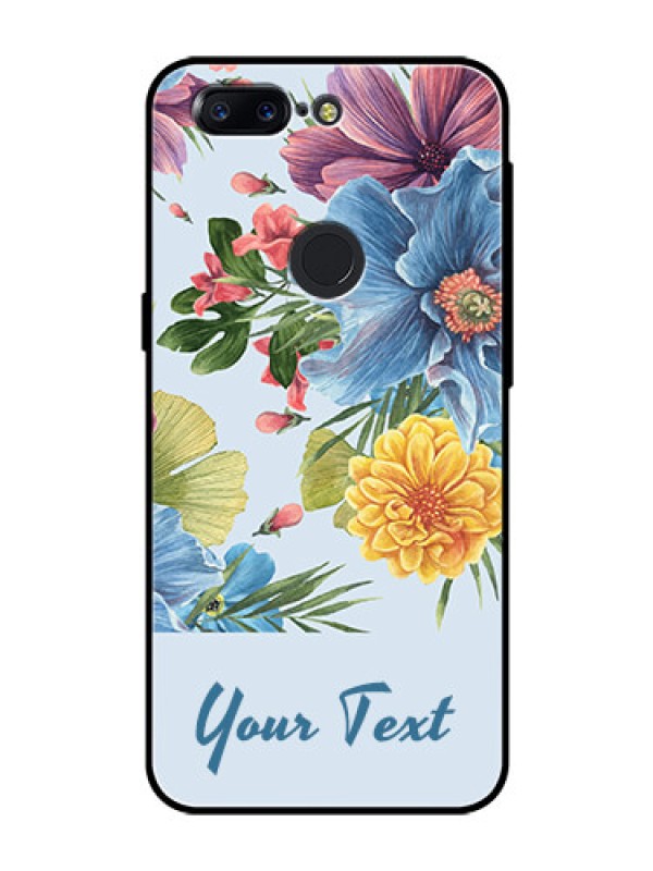 Custom OnePlus 5T Custom Glass Mobile Case - Stunning Watercolored Flowers Painting Design