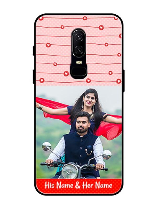 Custom OnePlus 6 Personalized Glass Phone Case  - Red Pattern Case Design