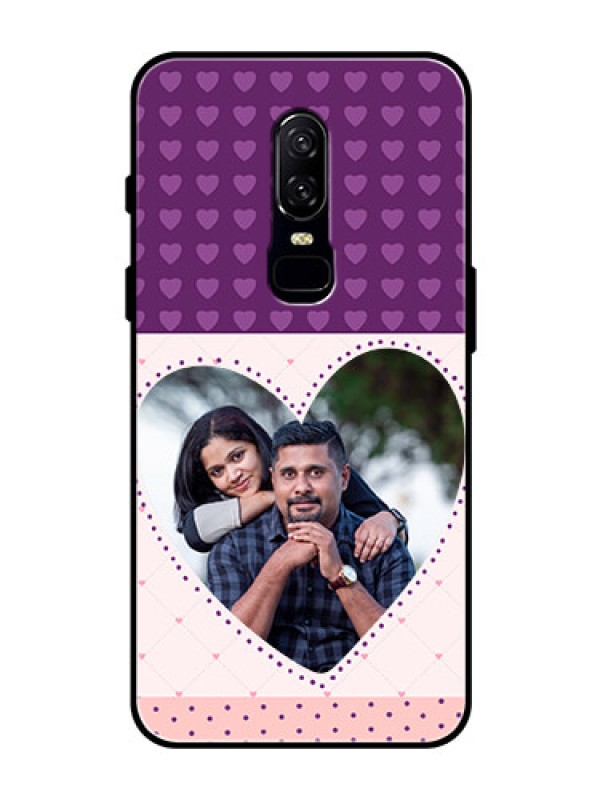 Custom OnePlus 6 Custom Glass Phone Case  - Violet Love Dots Design