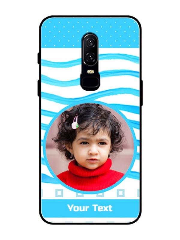 Custom OnePlus 6 Custom Glass Phone Case  - Simple Blue Case Design