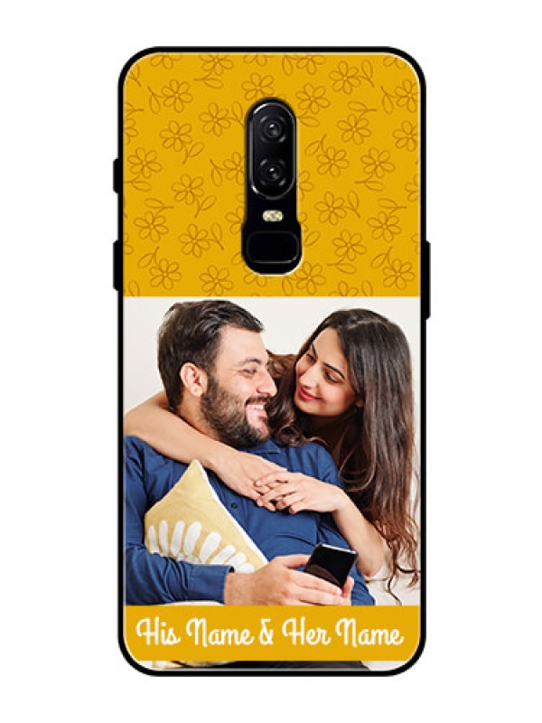Custom OnePlus 6 Custom Glass Mobile Case  - Yellow Floral Design