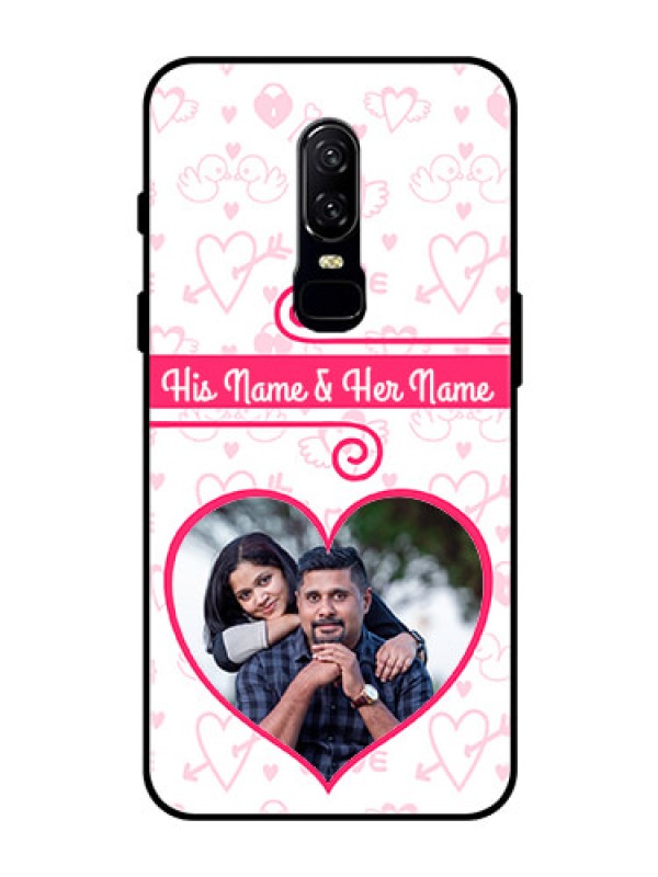 Custom OnePlus 6 Personalized Glass Phone Case  - Heart Shape Love Design
