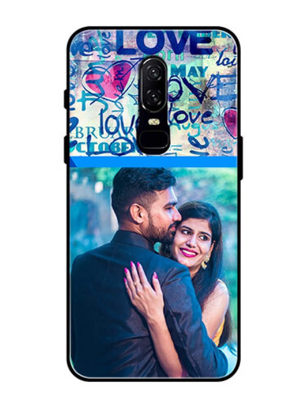 Custom OnePlus 6 Custom Glass Mobile Case  - Colorful Love Design
