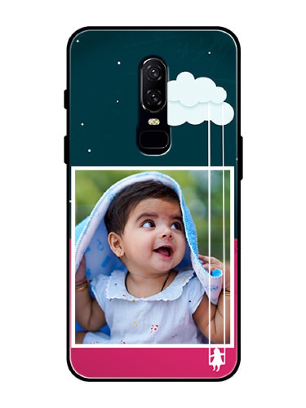 Custom OnePlus 6 Custom Glass Phone Case  - Cute Girl with Cloud Design