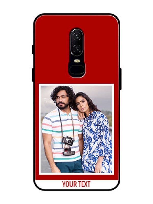 Custom OnePlus 6 Personalized Glass Phone Case  - Simple Red Color Design