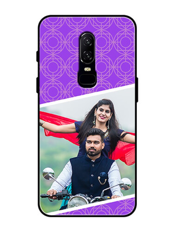 Custom OnePlus 6 Custom Glass Phone Case  - Violet Pattern Design