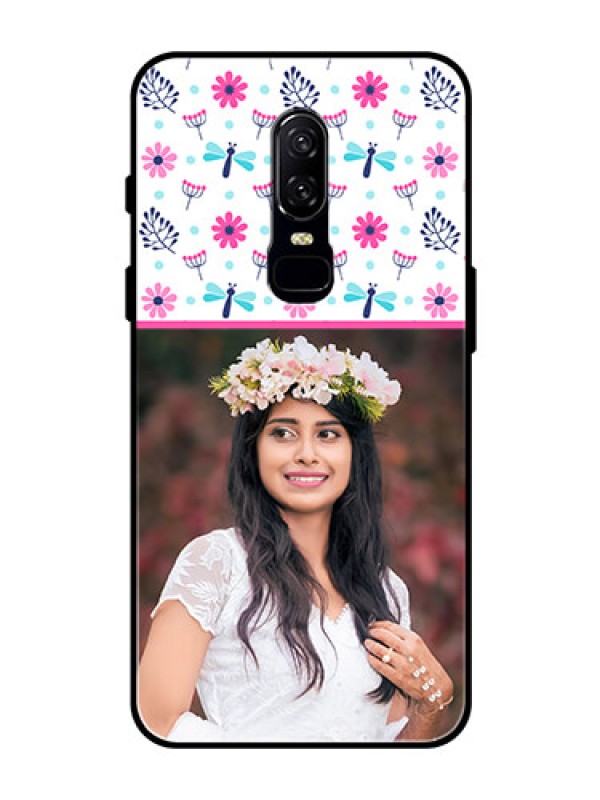 Custom OnePlus 6 Photo Printing on Glass Case  - Colorful Flower Design