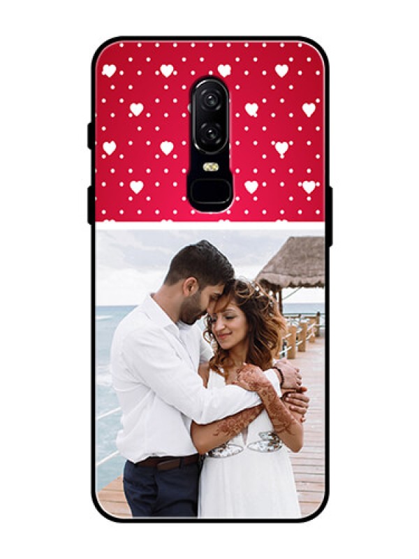 Custom OnePlus 6 Photo Printing on Glass Case  - Hearts Mobile Case Design