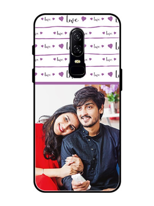 Custom OnePlus 6 Custom Glass Mobile Case  - Couples Heart Design