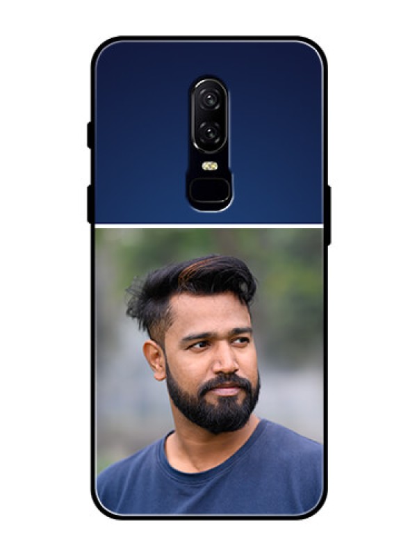 Custom OnePlus 6 Personalized Glass Phone Case  - Simple Royal Blue Design