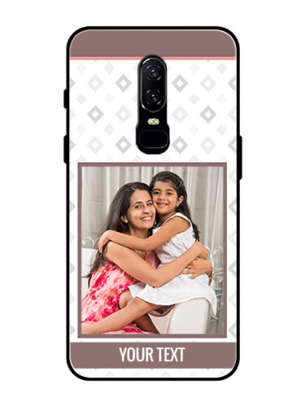 Custom OnePlus 6 Photo Printing on Glass Case  - Simple Diamond Design