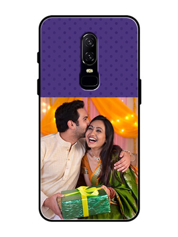 Custom OnePlus 6 Personalized Glass Phone Case  - Violet Pattern Design