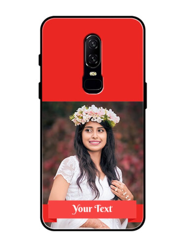 Custom OnePlus 6 Custom Glass Phone Case  - Simple Red Color Design