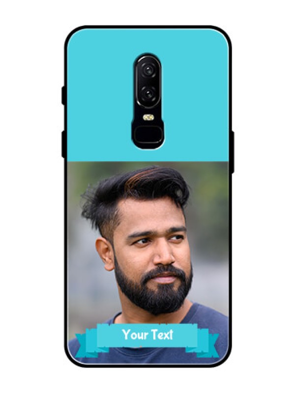 Custom OnePlus 6 Personalized Glass Phone Case  - Simple Blue Color Design