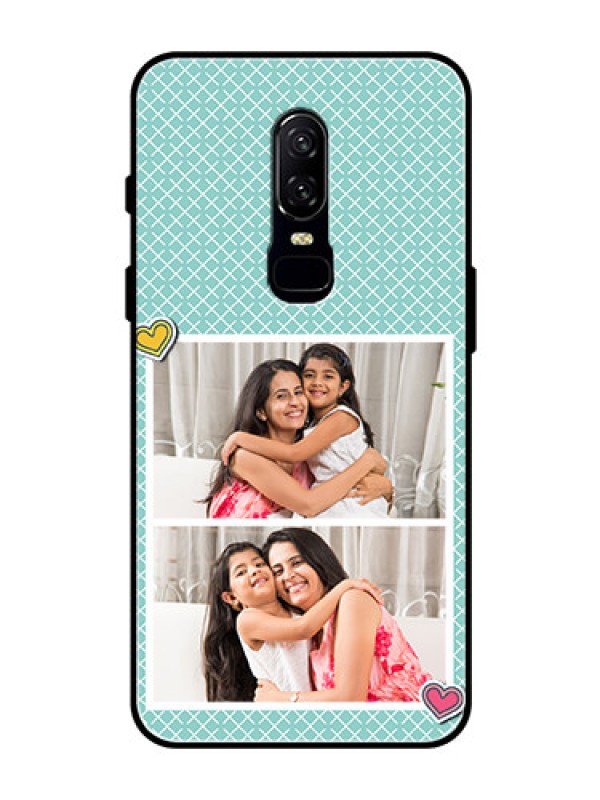 Custom OnePlus 6 Custom Glass Phone Case  - 2 Image Holder with Pattern Design