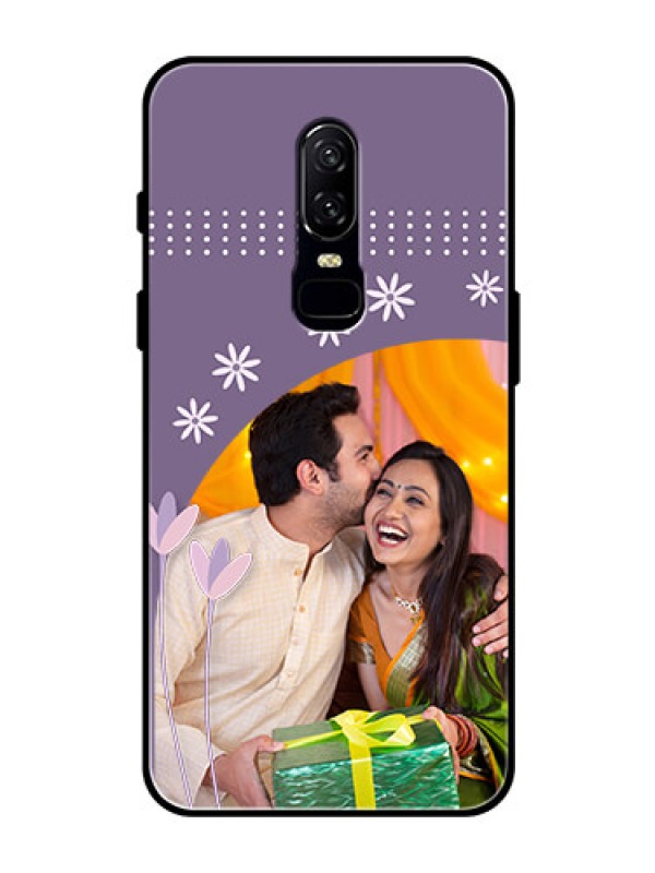 Custom OnePlus 6 Custom Glass Mobile Case  - Lavender flowers design 