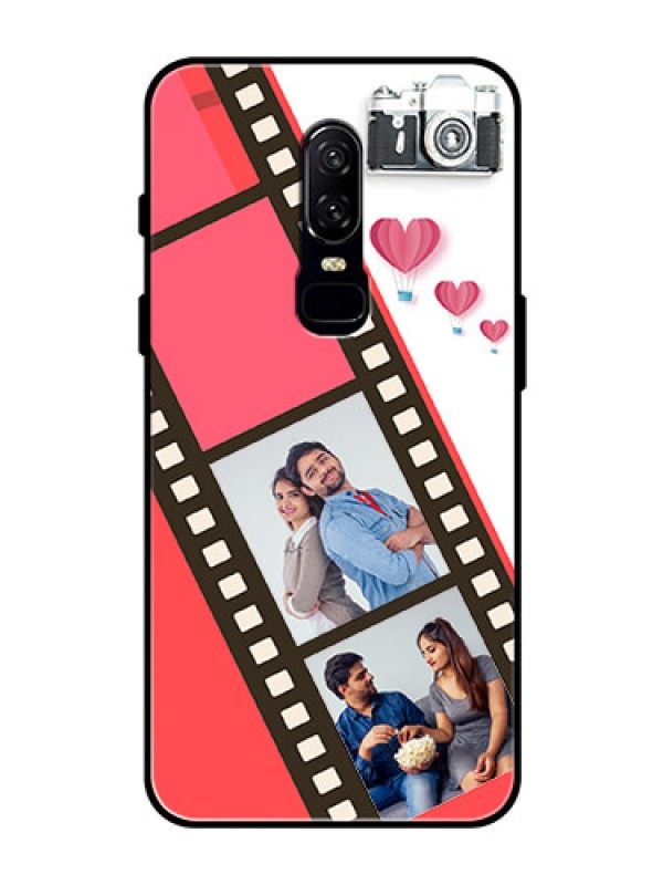 Custom OnePlus 6 Personalized Glass Phone Case  - 3 Image Holder with Film Reel