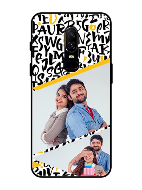 Custom OnePlus 6 Custom Glass Mobile Case  - Letters Pattern Design