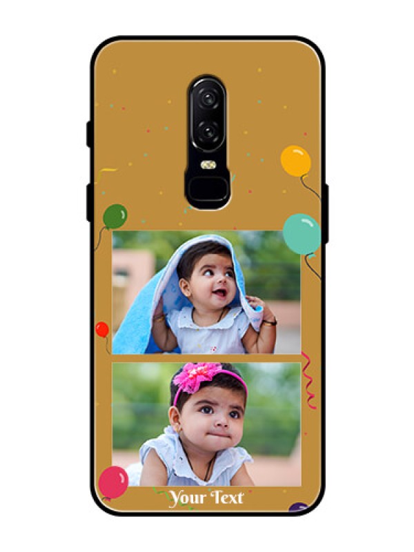 Custom OnePlus 6 Personalized Glass Phone Case  - Image Holder with Birthday Celebrations Design