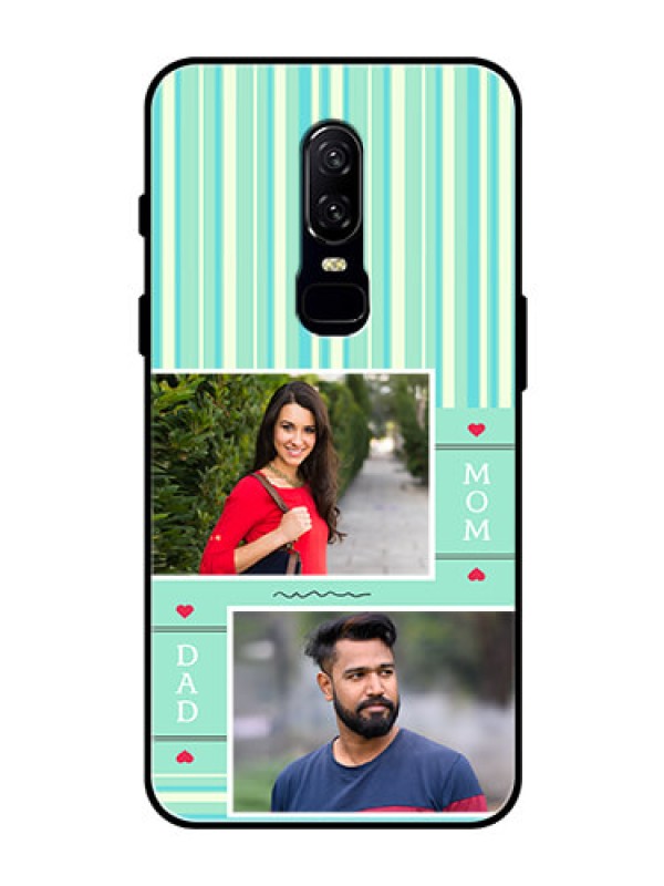 Custom OnePlus 6 Custom Glass Phone Case  - Mom & Dad Pic Design