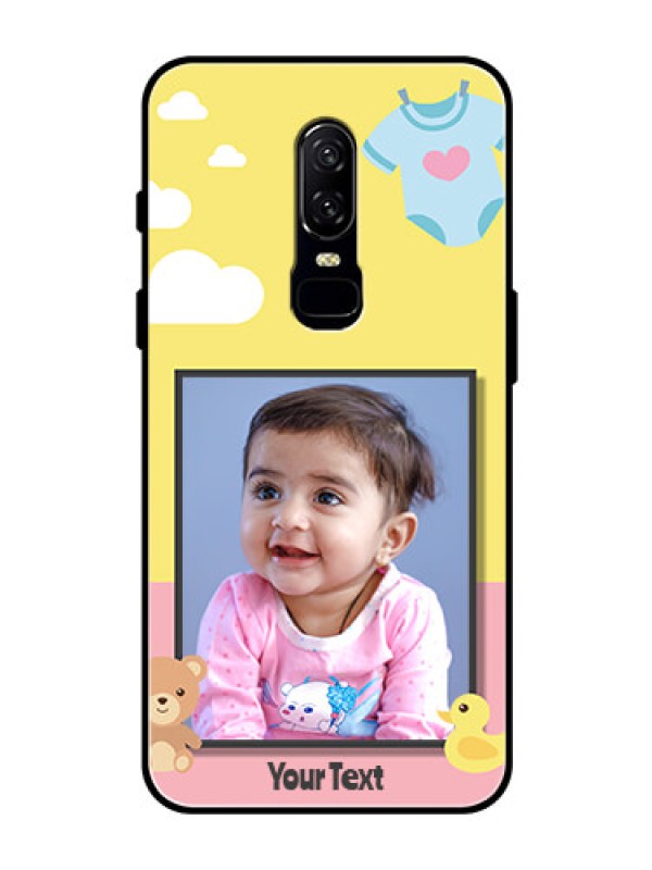 Custom OnePlus 6 Photo Printing on Glass Case  - Kids 2 Color Design