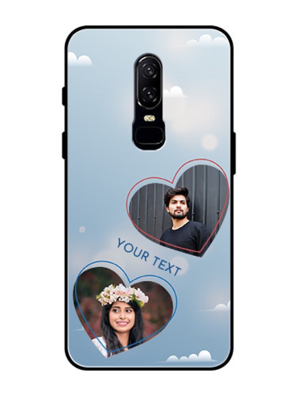 Custom OnePlus 6 Custom Glass Mobile Case  - Blue Color Couple Design 