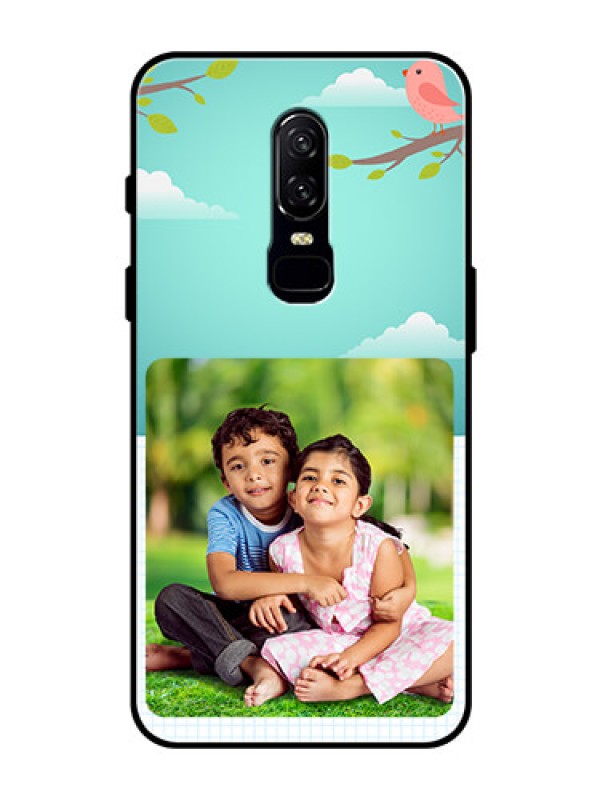 Custom OnePlus 6 Photo Printing on Glass Case  - Doodle love Design