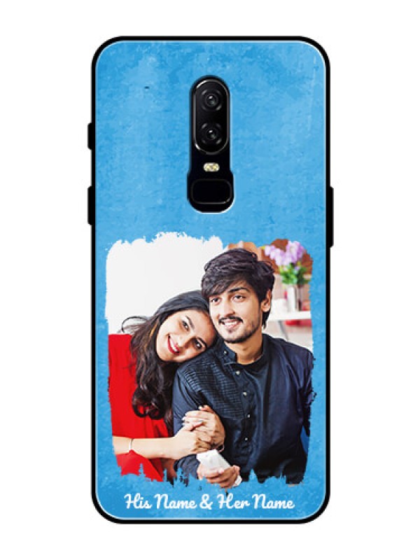 Custom OnePlus 6 Custom Glass Phone Case - Blue Color Vintage Design