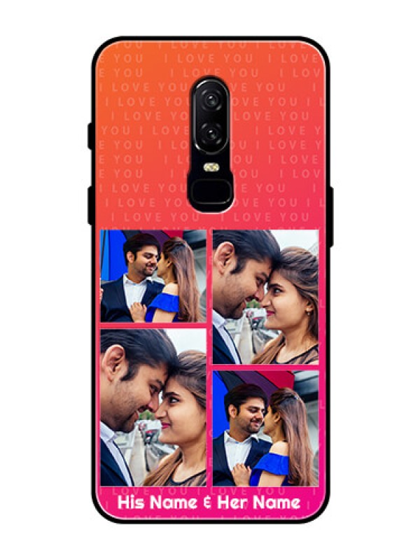 Custom OnePlus 6 Custom Glass Phone Case  - I Love You Pink Design