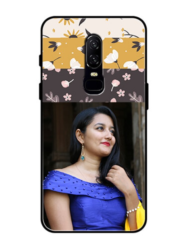 Custom OnePlus 6 Custom Glass Phone Case  - Stylish Floral Design