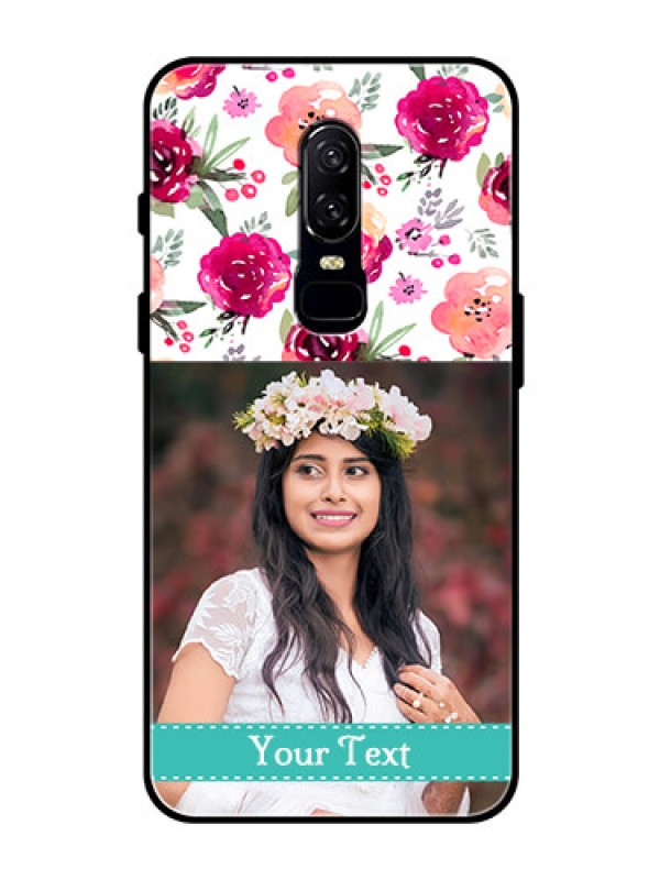 Custom OnePlus 6 Custom Glass Phone Case  - Watercolor Floral Design