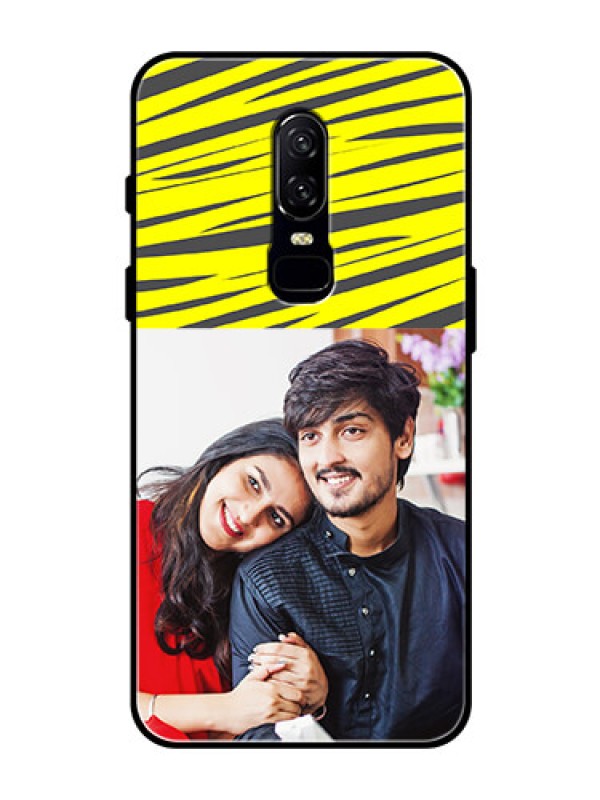 Custom OnePlus 6 Photo Printing on Glass Case  - Yellow Abstract Design