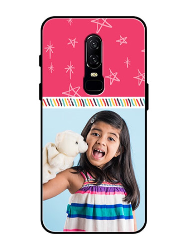 Custom OnePlus 6 Personalized Glass Phone Case  - Line art design