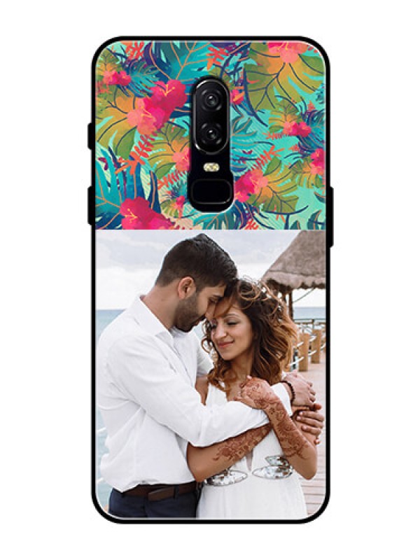 Custom OnePlus 6 Photo Printing on Glass Case  - Watercolor Floral Design