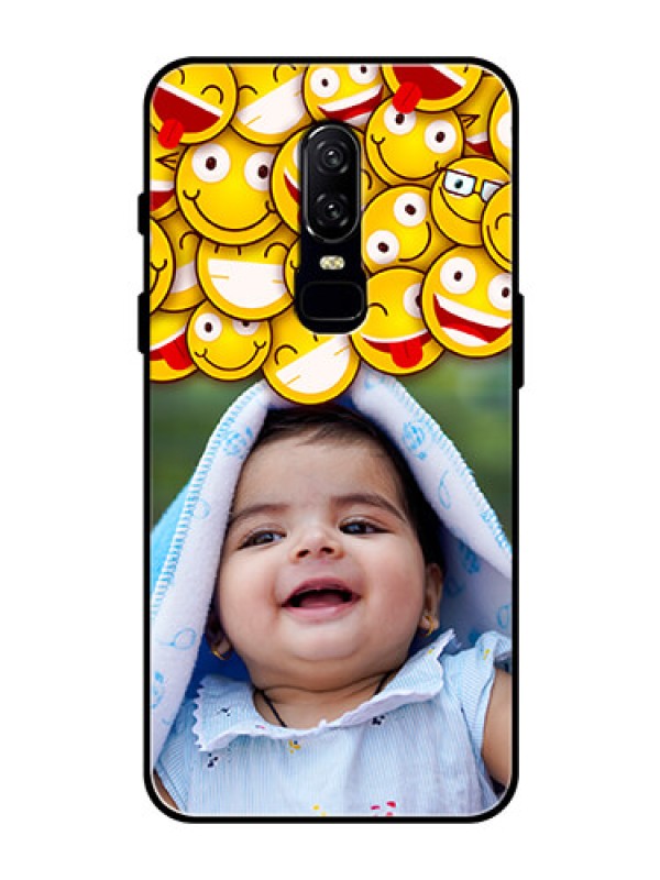 Custom OnePlus 6 Custom Glass Mobile Case  - with Smiley Emoji Design