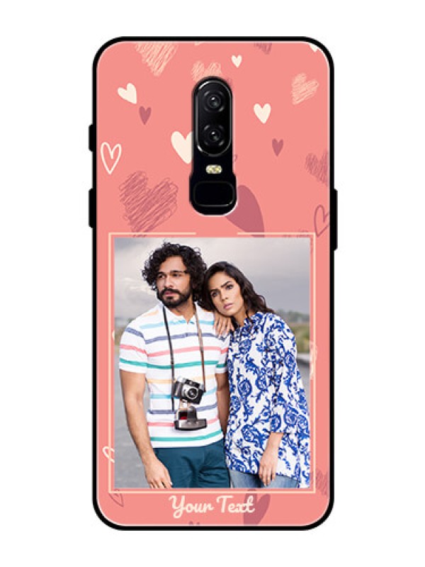 Custom OnePlus 6 Custom Glass Phone Case  - Love doodle art Design