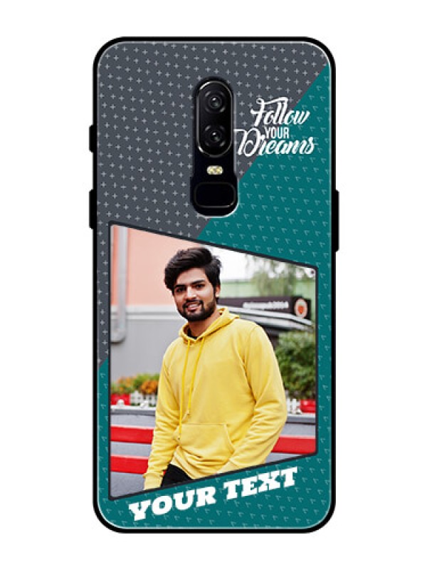 Custom OnePlus 6 Personalized Glass Phone Case  - Background Pattern Design with Quote