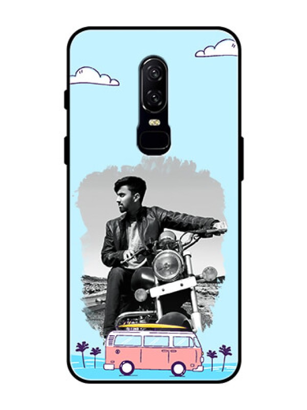 Custom OnePlus 6 Photo Printing on Glass Case  - Travel & Adventure Design