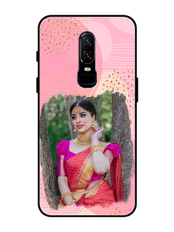 Custom OnePlus 6 Personalized Glass Phone Case  - Gold Glitter Splash Design