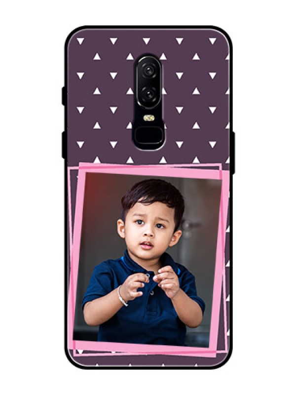 Custom OnePlus 6 Custom Glass Mobile Case  - Triangle Pattern Dotted Design