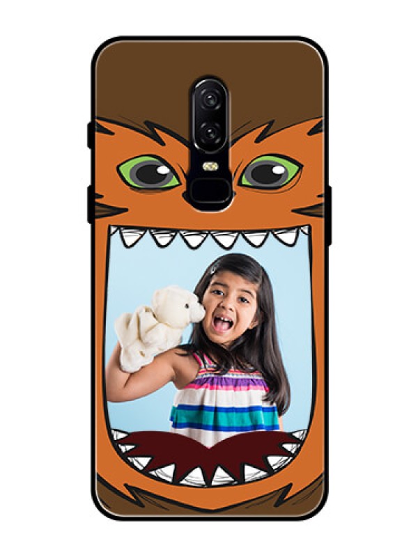 Custom OnePlus 6 Photo Printing on Glass Case  - Owl Monster Back Case Design