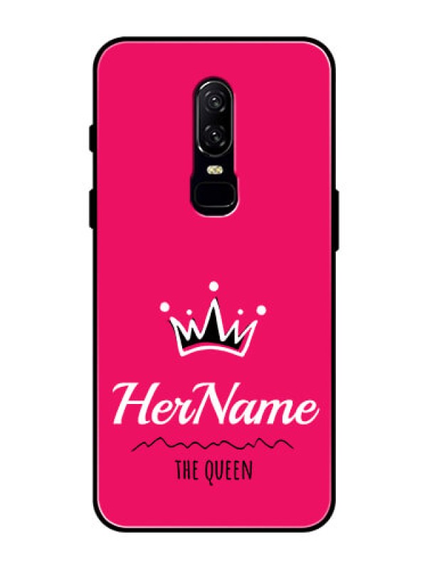 Custom Oneplus 6 Glass Phone Case Queen with Name