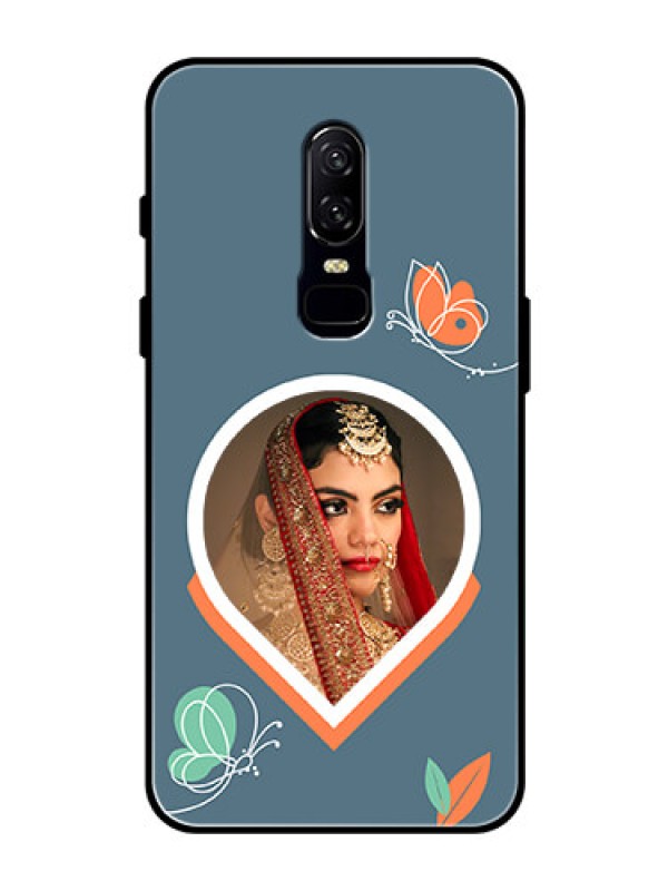 Custom OnePlus 6 Custom Glass Mobile Case - Droplet Butterflies Design