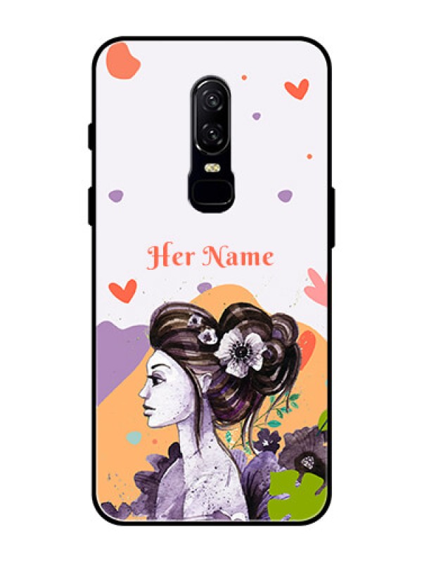 Custom OnePlus 6 Personalized Glass Phone Case - Woman And Nature Design