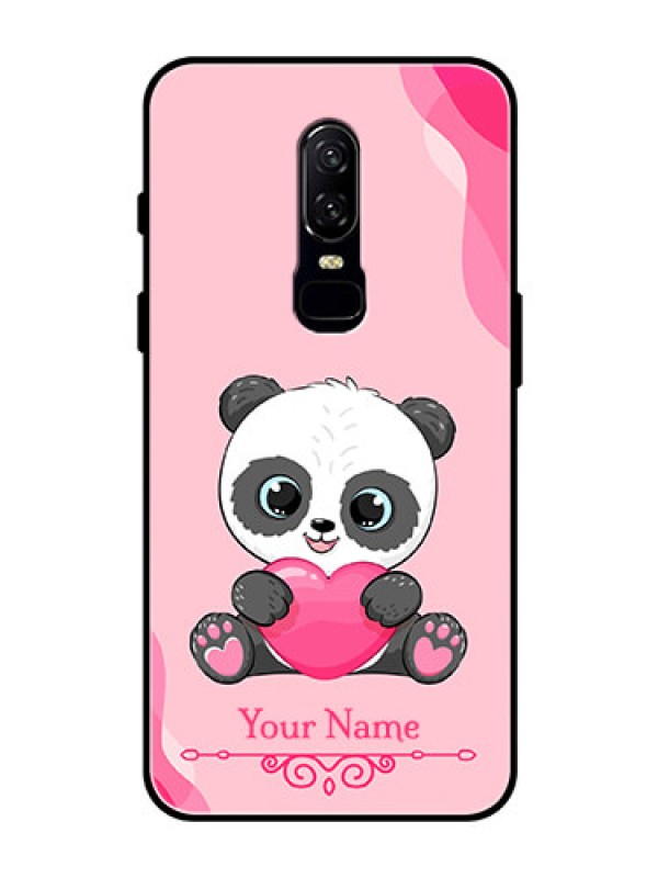 Custom OnePlus 6 Custom Glass Mobile Case - Cute Panda Design