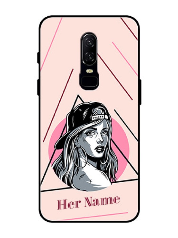 Custom OnePlus 6 Personalized Glass Phone Case - Rockstar Girl Design