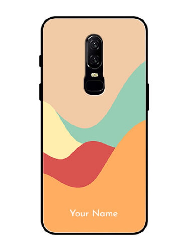 Custom OnePlus 6 Personalized Glass Phone Case - Ocean Waves Multi-colour Design
